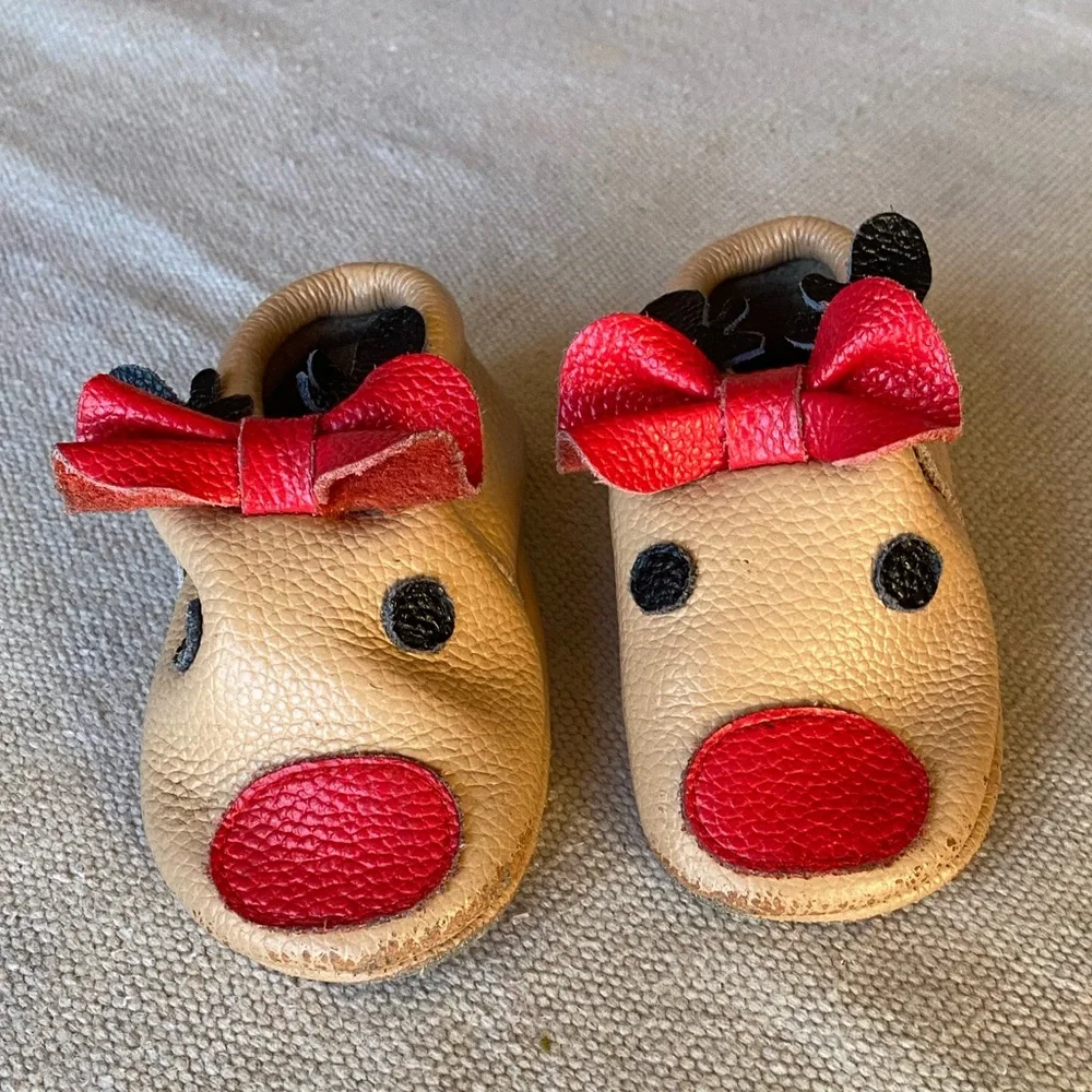 Vintage Leather Reindeer Shoes Holiday Season Great Condition!
